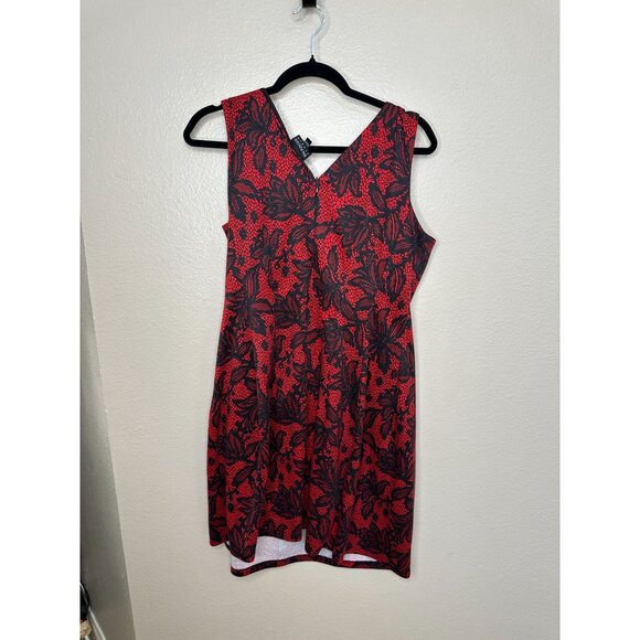 En Focus Studio Womens Sleeveless Red Black Floral Pattern Dress Size 14 - Picture 3 of 6